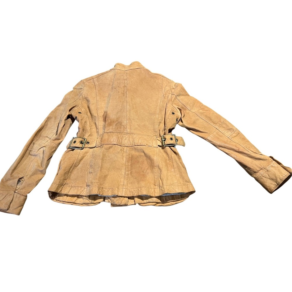 Vintage Banana Republic Genuine Leather Tan Bomber Moto Jacket 2007 Safari Camel - Picture 11 of 14